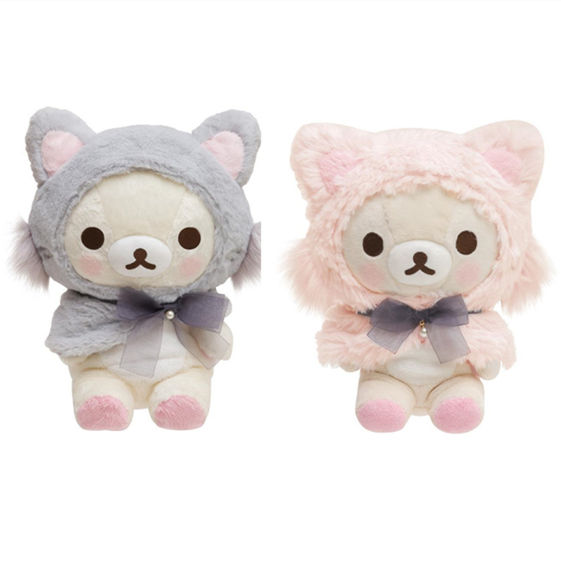 Santa Hat Plush - Rilakkuma Korilakkuma หมีสวมหมวกแมวตุ๊กตาหนานุ่มตุ๊กตาสัตว์น่ารัก Soft ของเล่นเด็กหญิงเด็กชายเด็กของเล่นเด็กคริสต์มาสของขวัญ