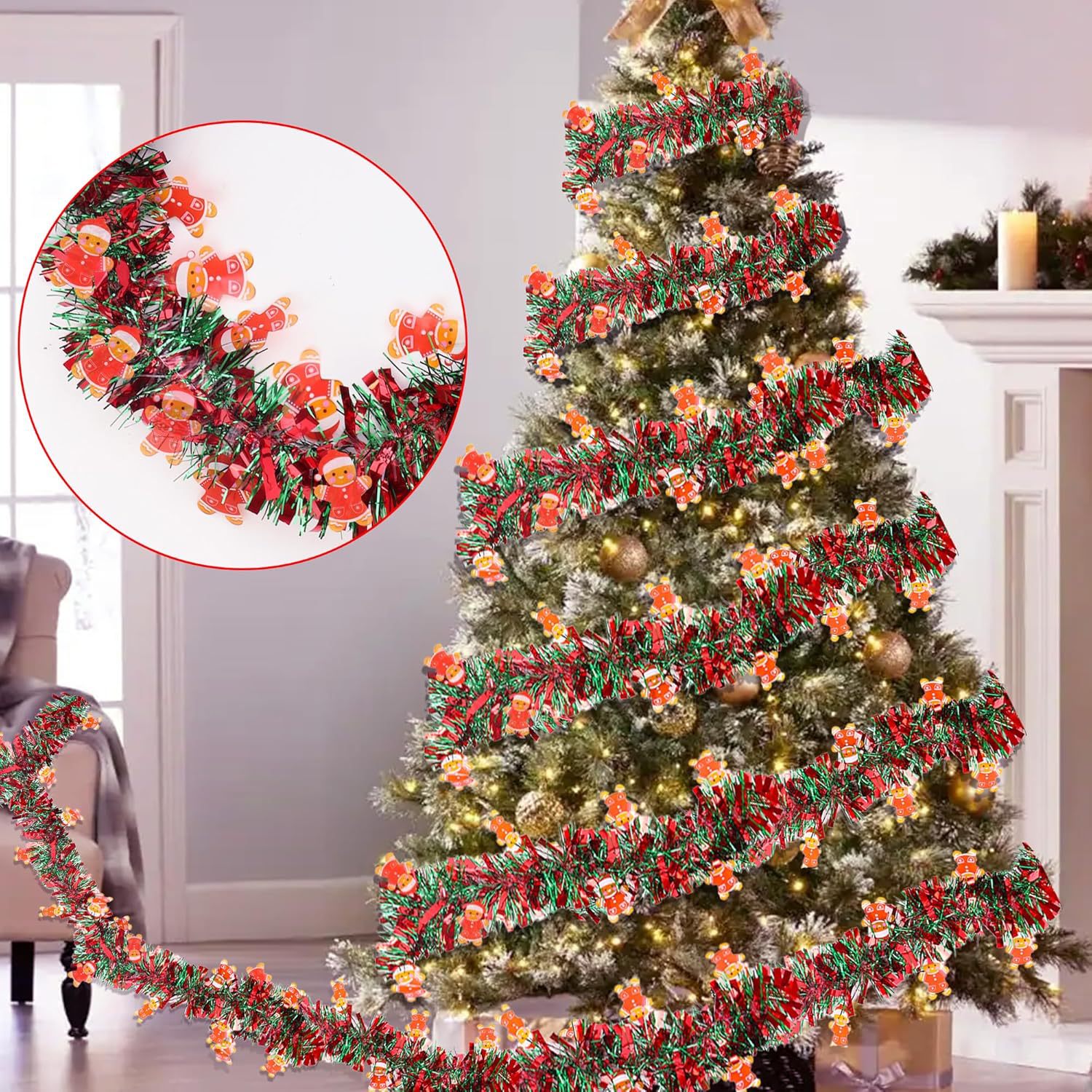 พวงมาลัยตกแต่งคริสต์มาสแบบเมทั - Tinsel Garland Decoration บทวิจารณ์และราคา