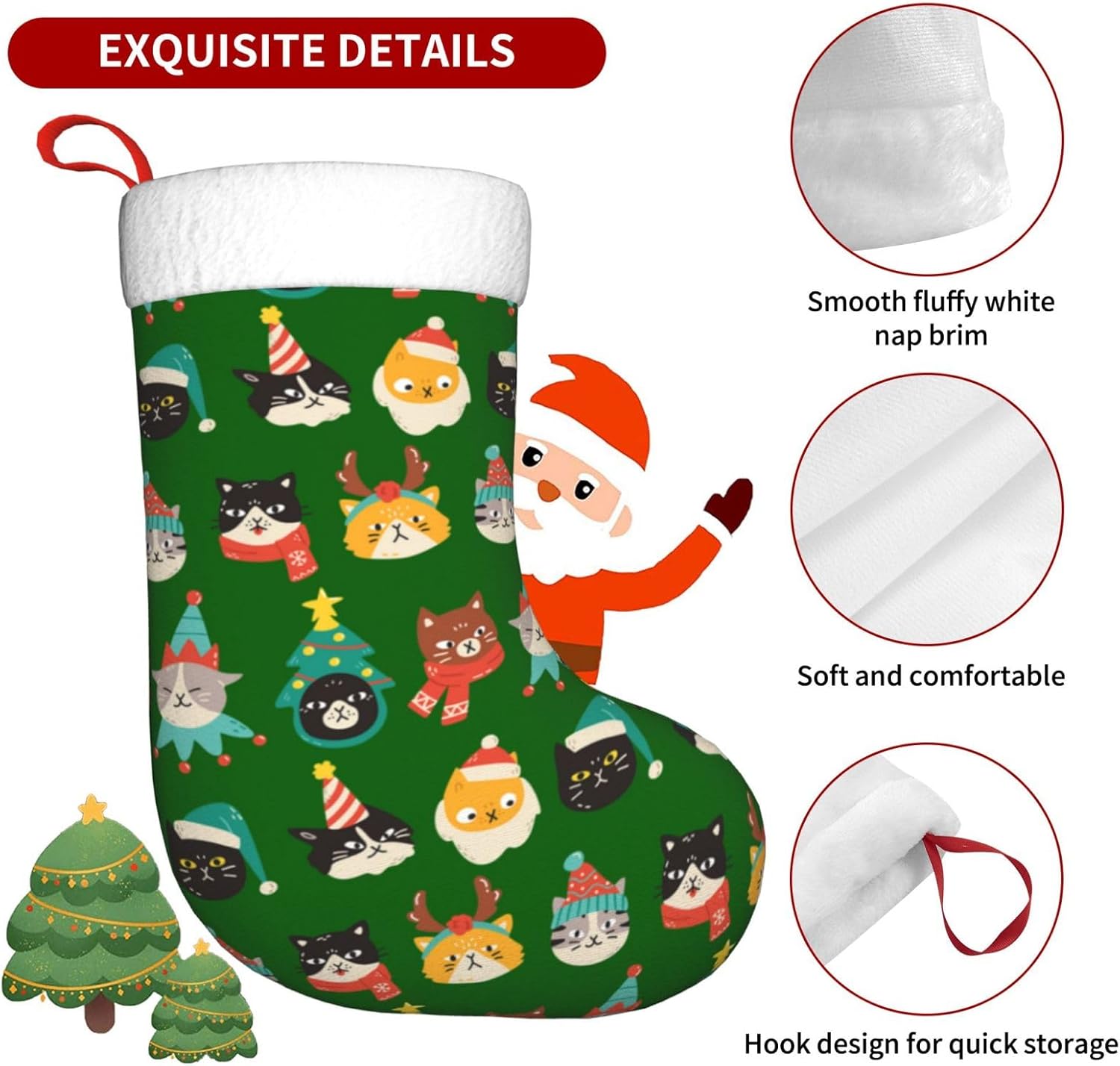 ถุงน่องคริสต์มาสสีเขียวลายแมวน - Christmas Stocking Hanging บทวิจารณ์และราคา